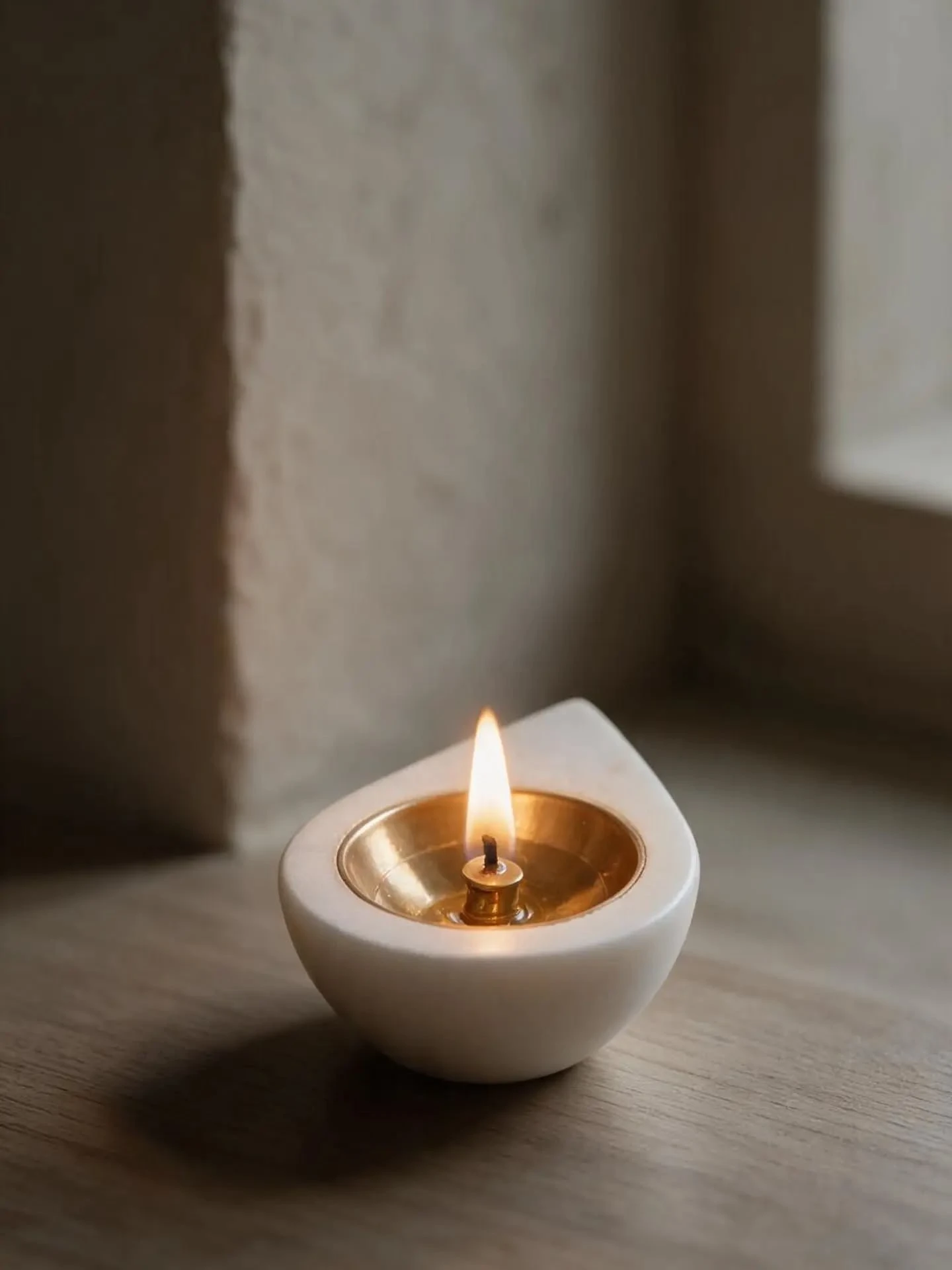White Marble & Brass Diya - Image 2